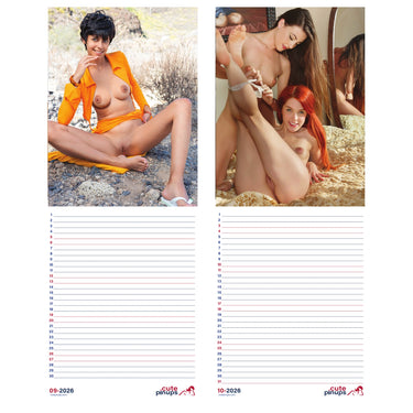 Erotic A4 calendar naked with writing space 2026 and 2027 + free 2025 Calendar